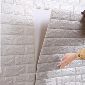 3D קצף PE אבן לבנה מדבקות קיר באיכות גבוהה פוסטרים גדולים עצמית דבק טפטים עבור חדרי ילדים 70*77cm ציור קיר לעיצוב הבית