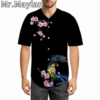 יפנית קעקוע דרקון הבייסבול ג ' רזי חולצה הדפסת 3D גברים חולצה מזדמן רטרו מקסימום 2023 מנופחים 5XL החולצה Camisas Masculinas-22