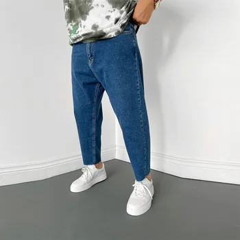 כחול כהה צבע באיכות גבוהה בסגנון פשוט של גברים מזדמנים חופשי ישר ג ' ינס החדש 2023 באביב בגדי גברים Erkek Pantolon