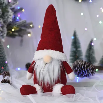 קישוטי חג המולד עם כובע בעבודת יד חמוד גמד שדון בובה יצירתי פנים קטיפה בובה שולחן העבודה הביתי קישוט מכירה חמה