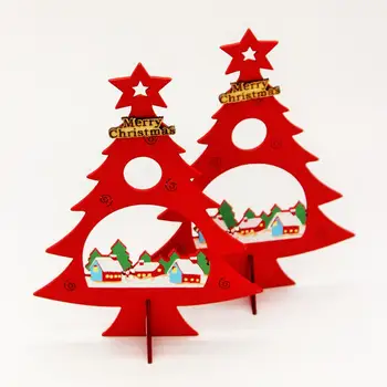 עץ קישוטי עץ חג המולד עומד שולחן קישוט קישוט הבית 170x135mm אדום