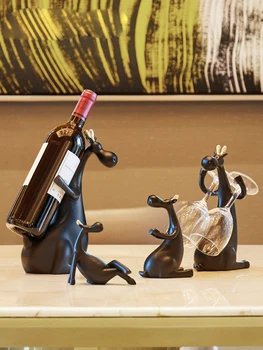 נורדי צבי משפחה יין אדום מתלה מחזיק בקבוק פסלונים מיניאטוריים שרף Kawaii חיה ריהוט מתנת החתונה קישוט הבית