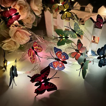 פרפר פרח הגפן אור LED אורות מחרוזת צמחים מלאכותיים עלים ירוקים גרלנד פיות האור מסיבת חתונה בבית גן עיצוב