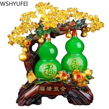 סיני כסף מזל דלעת שרף צמח פסל בית עיצוב הסלון הכניסה קישוטי חג המולד, מתנת יום הולדת קישוטים