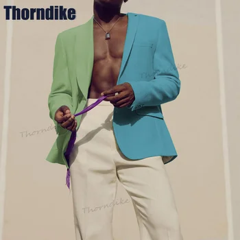 תורנדייק באיכות גבוהה חדשים סגנון אופנה גברים חליפה מודרנית תחפושת 2 חלקים צבע חוסם גברים החליפה צד שמלות ערב