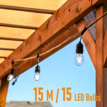 15 מטר נורות LED חיצוני אורות מחרוזת אטימות IP65 לבן חם Connectable החתונה לויה אורות חג המולד מסיבת אורות גן