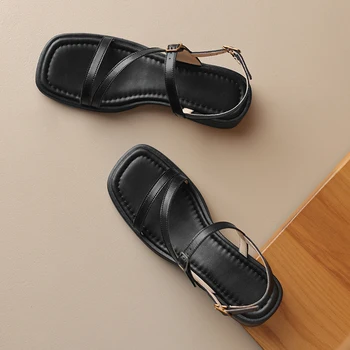 Heihaian סנדלים 2023 קיץ החדש בסגנון רטרו אלגנטי נמוך נעל אחת פשוטה-קו רצועת פתוח הבוהן סנדלים לנשים 33-43