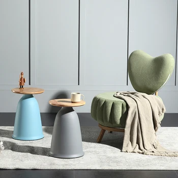 נורדי יצירתית מעץ מלא שולחן קפה קטן פשוט הרהיטים בסלון, שולחן צד מודרני מעצב קפה שולחן עגול CN