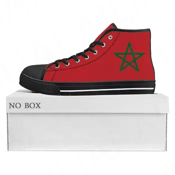 מרוקאי הדגל העליון גבוהה באיכות גבוהה נעלי Mens Womens נער בד נעלי ספורט מרוקו מזדמן זוג נעליים נעליים מותאמות אישית