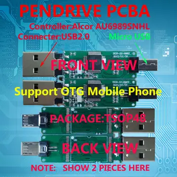 USB flash drive PCBA AU6989SNHL-GT Pendrive OTG , כפול-יציאת הדיסק הבזק מסוג USB PCBA ,ControllerAU6989SNHL-GT MicroUSB ואת יציאות ה-USB