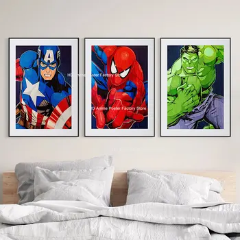 דיסני-מארוול הנוקמים פוסטר קפטן אמריקה, ספיידרמן, הענק הירוק בד ציור הקיר הדפסי אמנות הילדים עיצוב חדר ציור תמונות