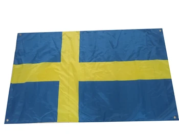 משלוח מהיר הדפסת מסך 100% פוליאסטר עמיד למים שוודיה דגלים עם ארבע לולאות