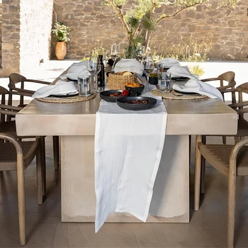 שולחן ראנר צבע לבן טבעי כפרי ארוגים שולחן האוכל רץ לשימוש יומיומי 16x72 ס 