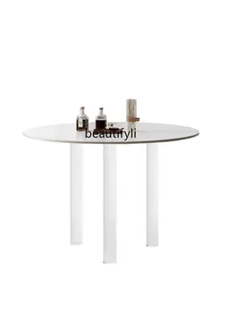 zqNordic אקריליק סביב שולחן האוכל אמצע העתיקה שולחן האוכל הלבן שולחן ישיבות